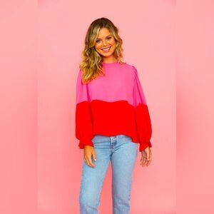 Crosby blouse mollie Pink and Lollipop Red